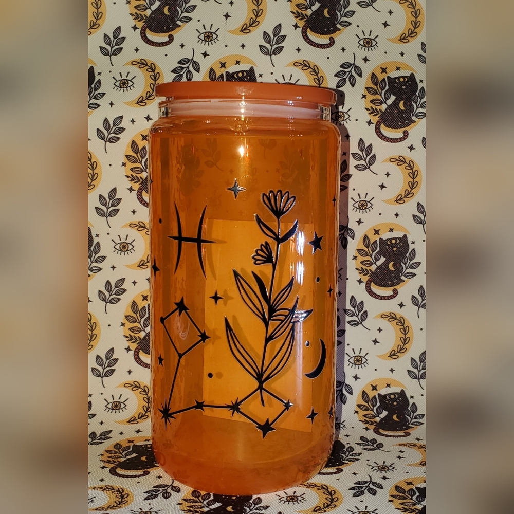 Celestial Orange Glass Jar